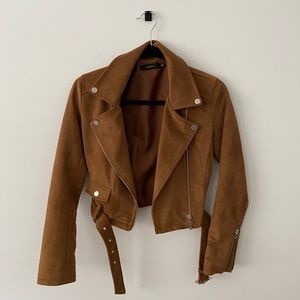 Aritzia Talula suede moto jacket camel size xxs